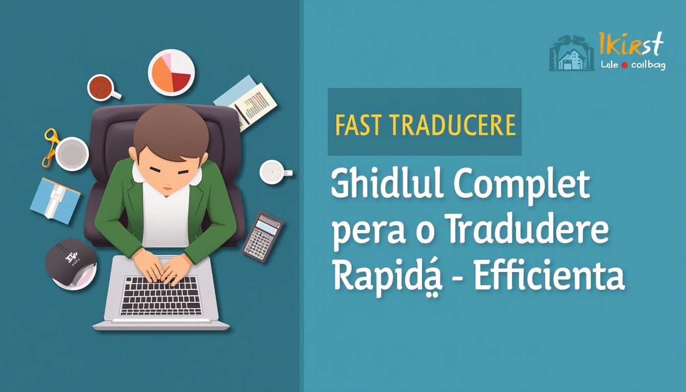 Un ceas cu limbile de la ora 10 la 2, reprezentând viteza, și un simbol de traducere, ilustrând conceptul de fast traducere.